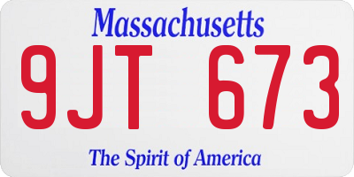 MA license plate 9JT673