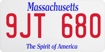 MA license plate 9JT680