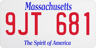 MA license plate 9JT681