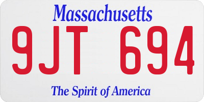 MA license plate 9JT694