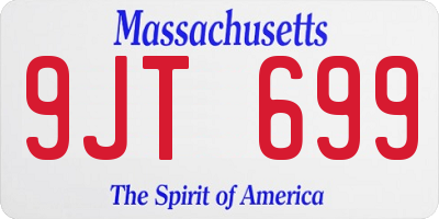 MA license plate 9JT699