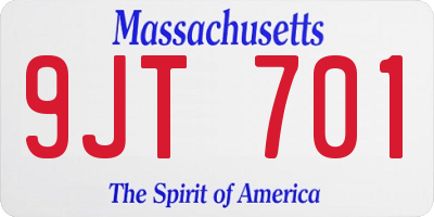MA license plate 9JT701