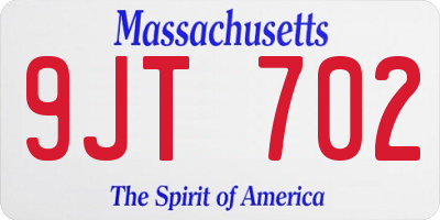 MA license plate 9JT702