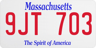 MA license plate 9JT703