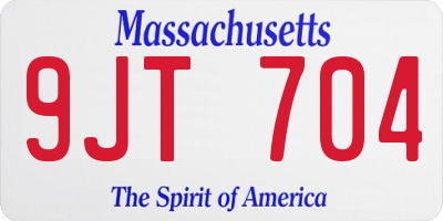 MA license plate 9JT704
