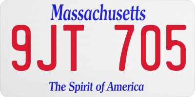 MA license plate 9JT705