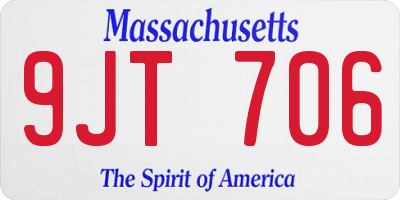 MA license plate 9JT706