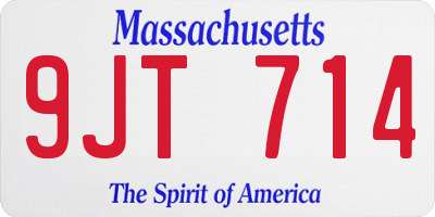 MA license plate 9JT714