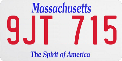MA license plate 9JT715