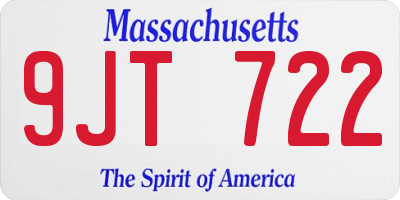 MA license plate 9JT722