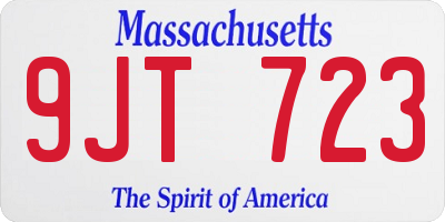 MA license plate 9JT723