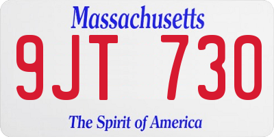 MA license plate 9JT730