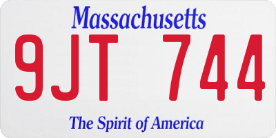 MA license plate 9JT744