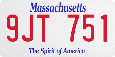 MA license plate 9JT751