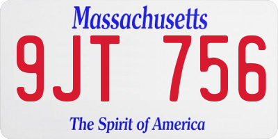MA license plate 9JT756