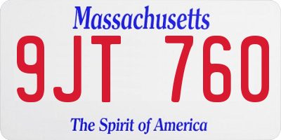 MA license plate 9JT760