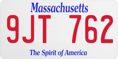 MA license plate 9JT762
