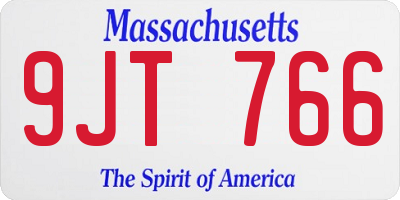 MA license plate 9JT766