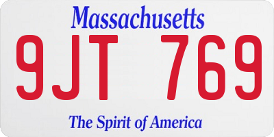 MA license plate 9JT769