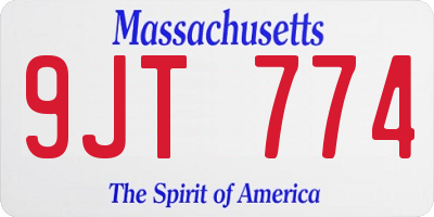 MA license plate 9JT774