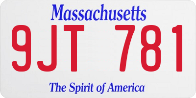MA license plate 9JT781