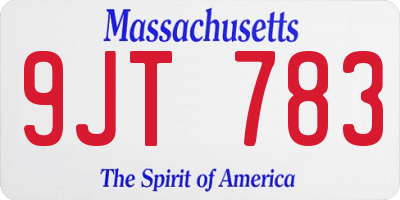 MA license plate 9JT783