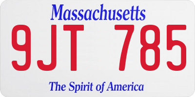 MA license plate 9JT785