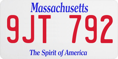 MA license plate 9JT792