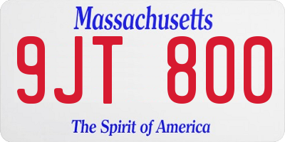 MA license plate 9JT800