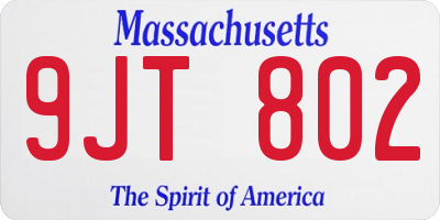 MA license plate 9JT802