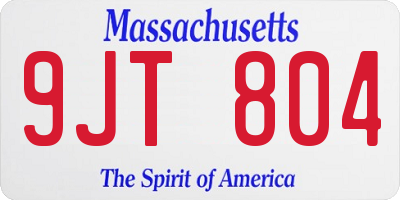 MA license plate 9JT804