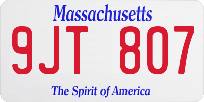 MA license plate 9JT807