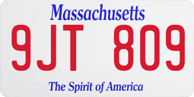 MA license plate 9JT809