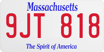 MA license plate 9JT818