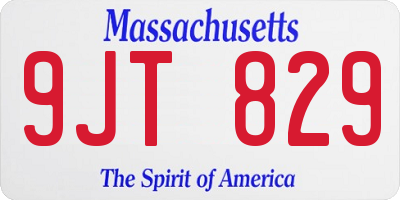 MA license plate 9JT829