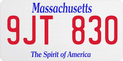 MA license plate 9JT830