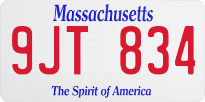 MA license plate 9JT834