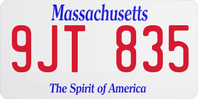 MA license plate 9JT835