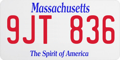 MA license plate 9JT836