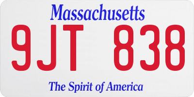 MA license plate 9JT838