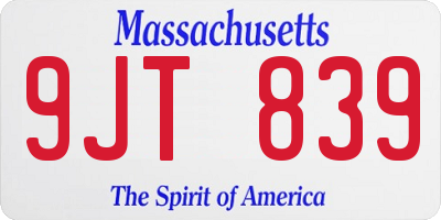 MA license plate 9JT839