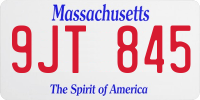 MA license plate 9JT845