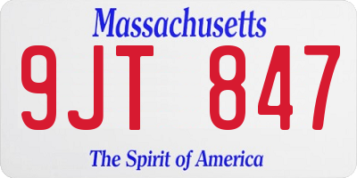 MA license plate 9JT847