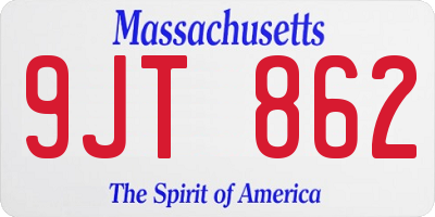 MA license plate 9JT862
