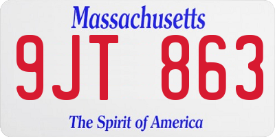 MA license plate 9JT863