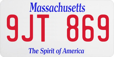 MA license plate 9JT869