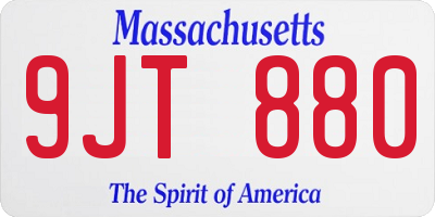 MA license plate 9JT880