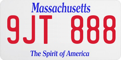 MA license plate 9JT888