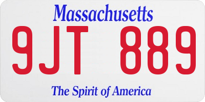 MA license plate 9JT889
