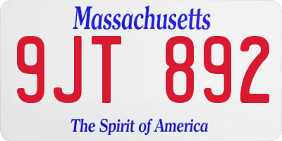 MA license plate 9JT892
